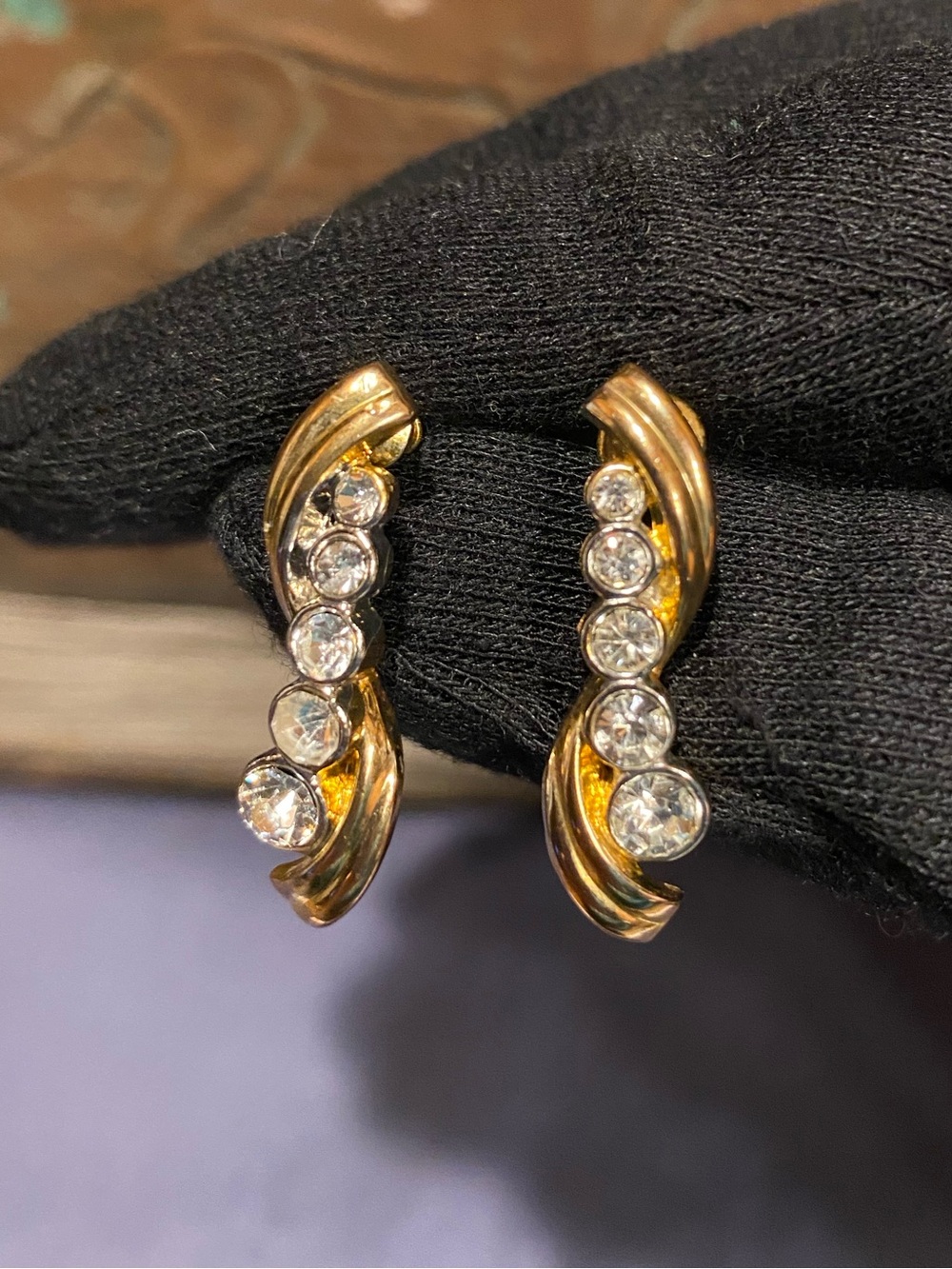 Classic Gold-Tone Crystal Post Earrings - Gold